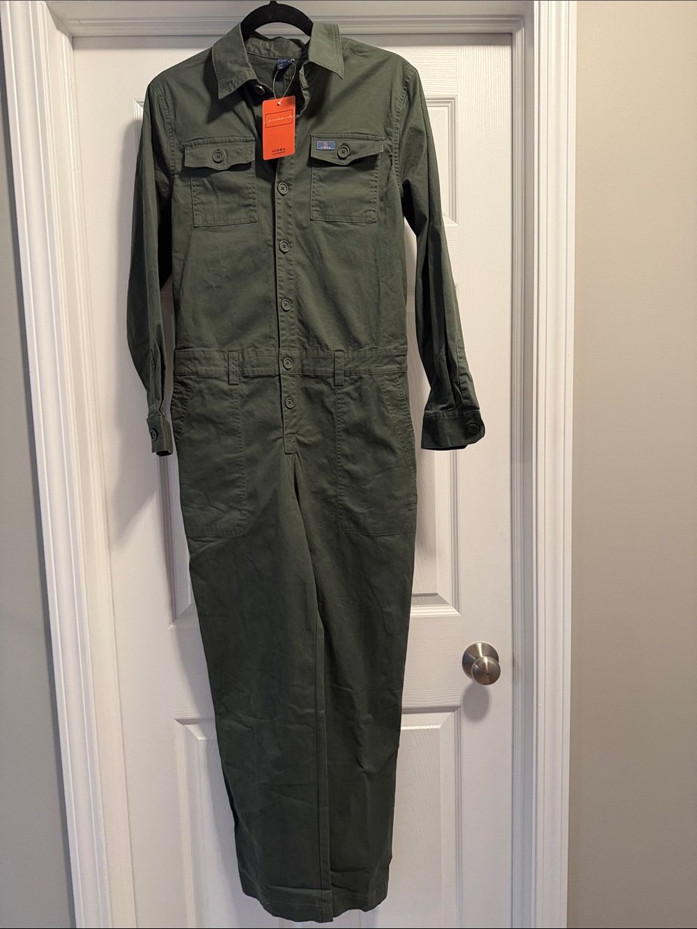 Classic Utility Jumpsuit in Olive Green by Unknown